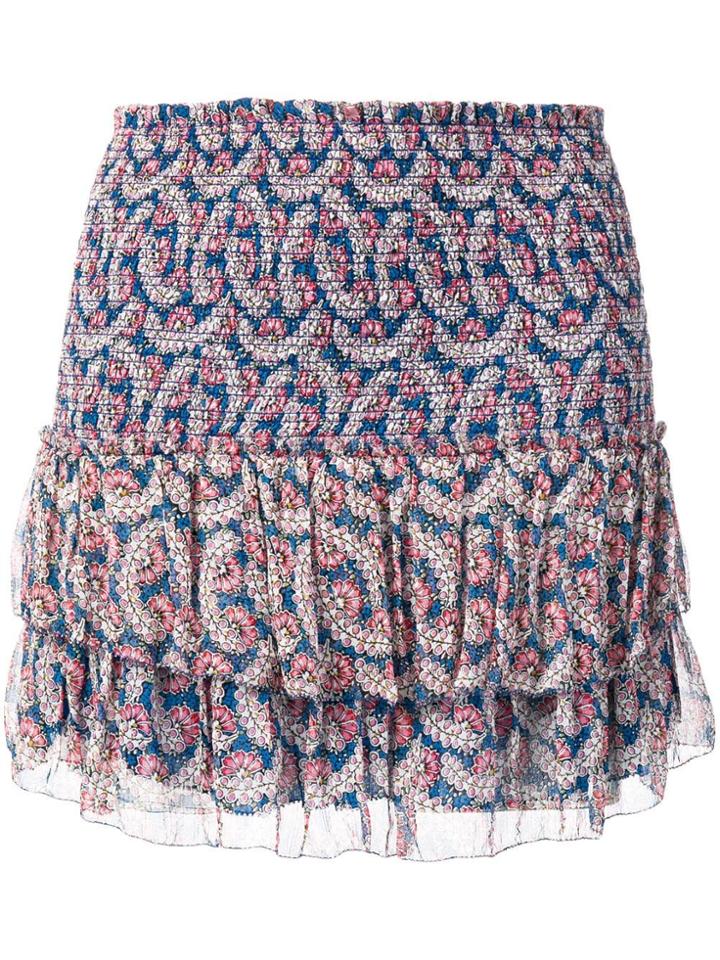 Isabel Marant Étoile Brinley Smocked Floral-print Skirt - Blue