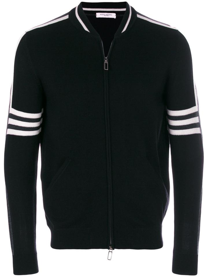 Paolo Pecora Striped Zip Cardigan - Black
