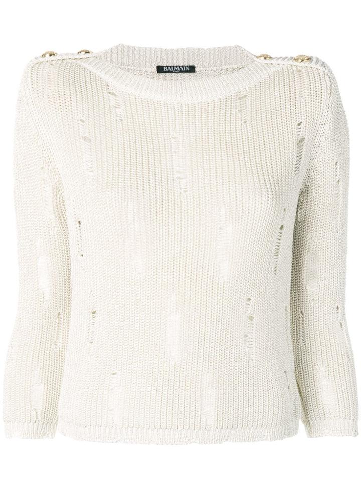 Balmain Destroyed Jumper - Neutrals