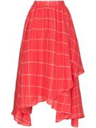 Mara Hoffman Akila Asymmetric Windowpane Check-print Skirt - Red
