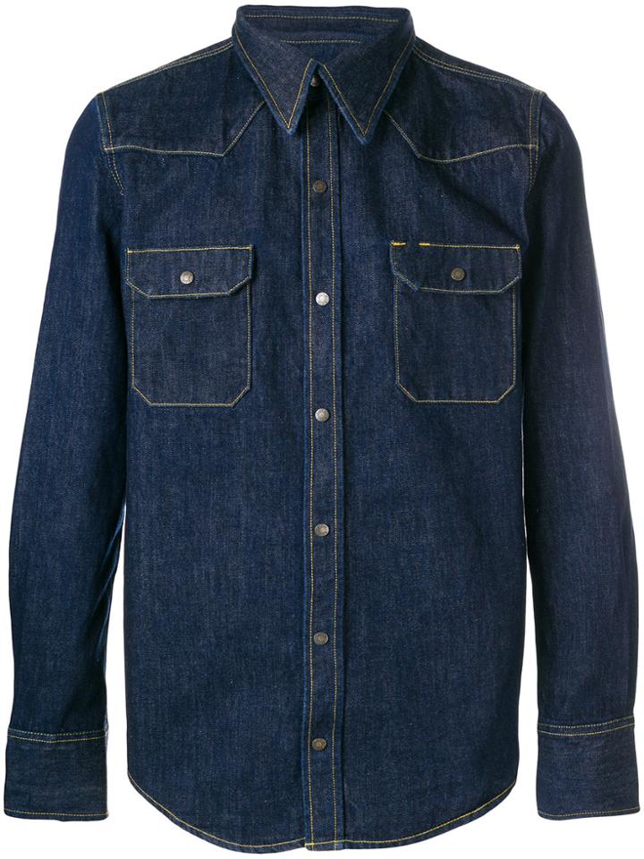 Calvin Klein 205w39nyc Denim Contrast Stitching Shirt - Blue