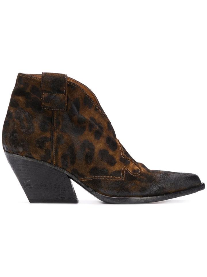 Strategia Leopard Cowboy Boots - Brown
