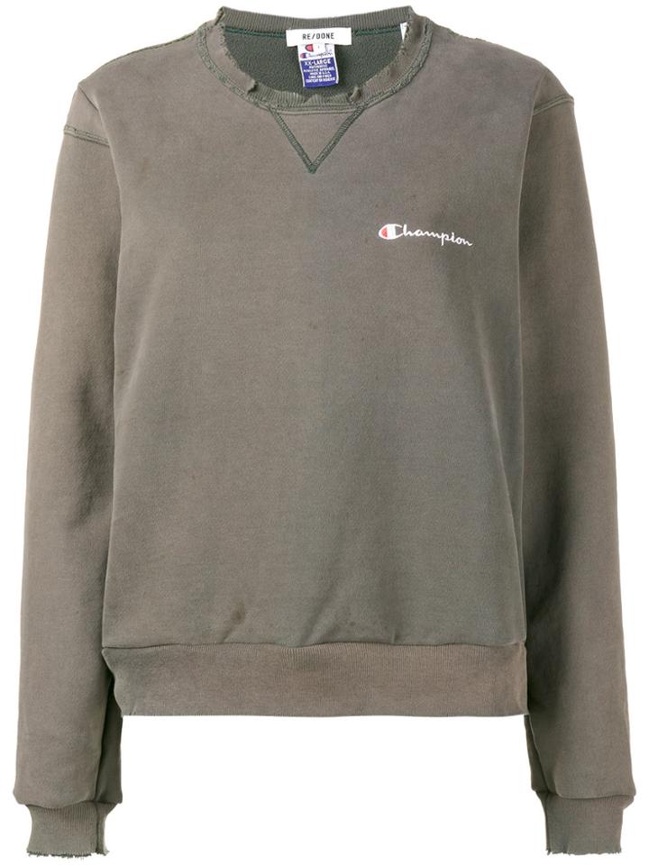 Re/done Distressed Champion Sweatshirt - Grey
