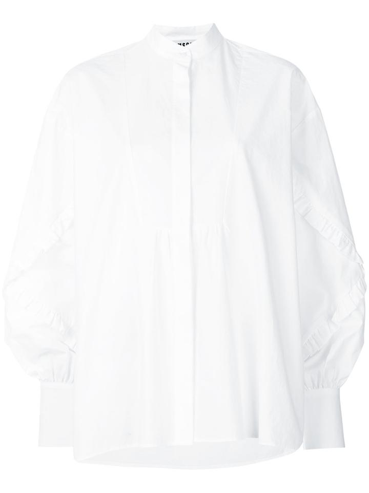 Msgm Ruffled Detail Long Sleeve Shirt - White