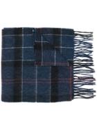 Barbour Plaid Fringed Scarf - Blue