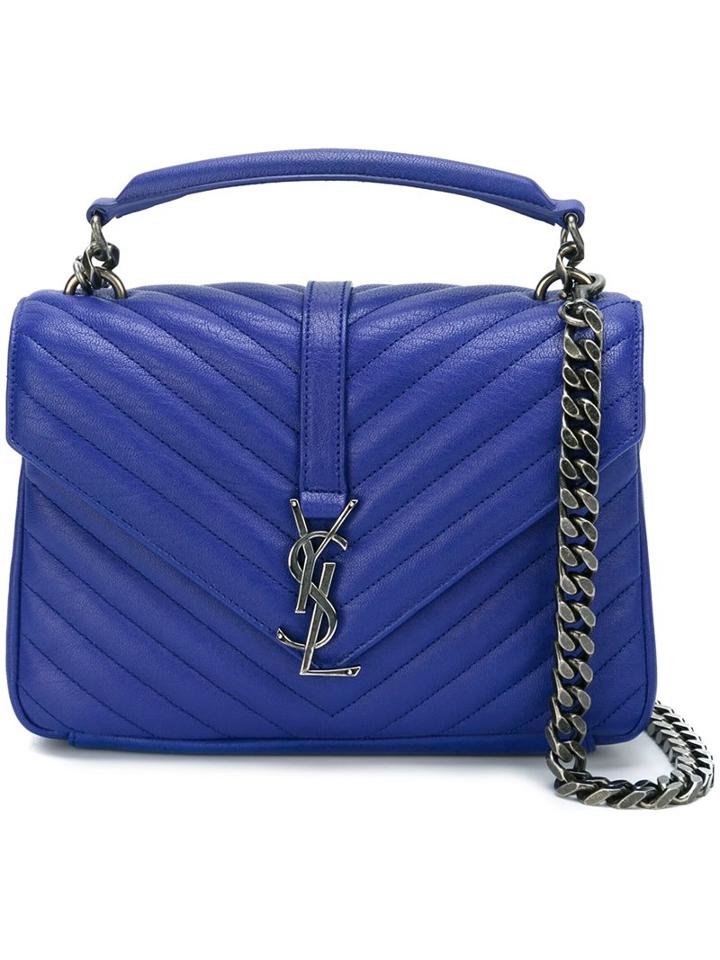 Saint Laurent Small 'monogram Collège' Shoulder Bag, Women's, Blue