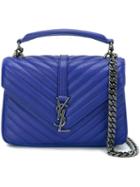 Saint Laurent Small 'monogram Collège' Shoulder Bag, Women's, Blue