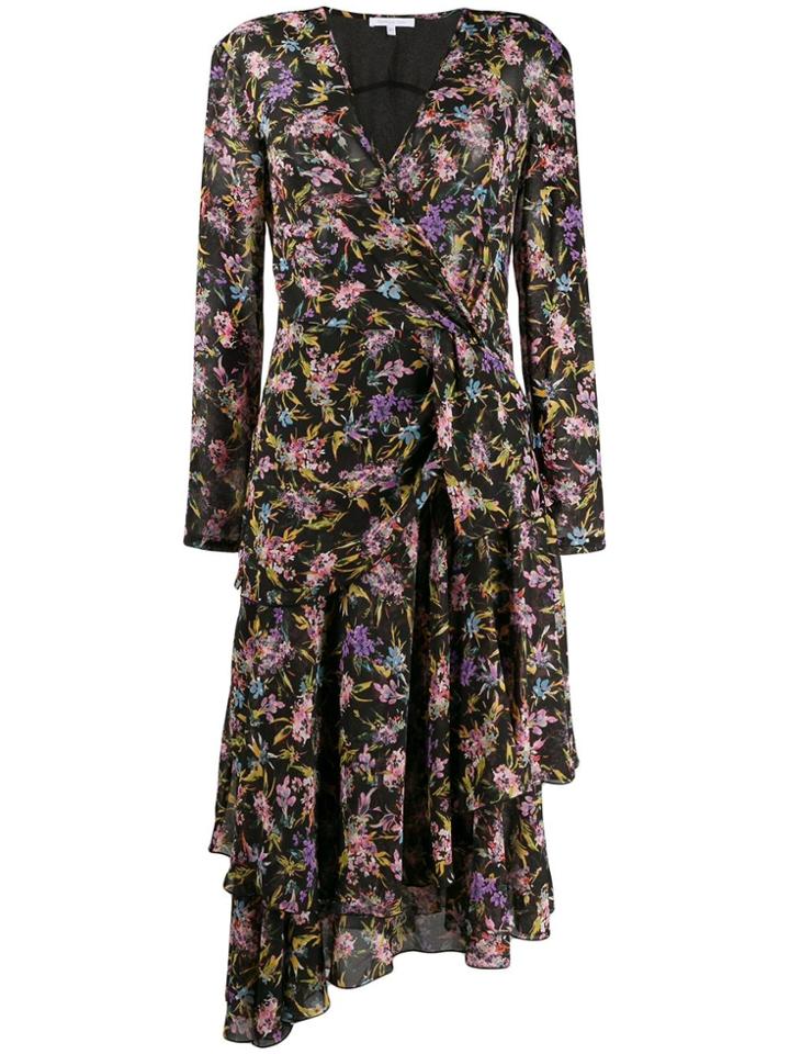 Patrizia Pepe Floral-print Asymmetric Dress - Black