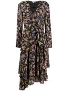 Patrizia Pepe Floral-print Asymmetric Dress - Black