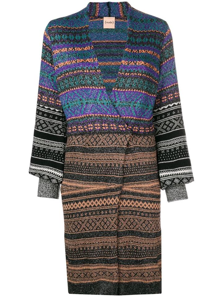 Nude Knitted Wrap Dress - Black