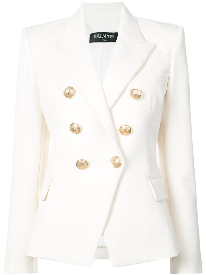 Balmain Embellished Button Jacket - White