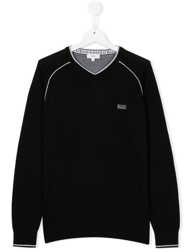 Boss Kids V-neck Jumper, Boy's, Size: 16 Yrs, Black