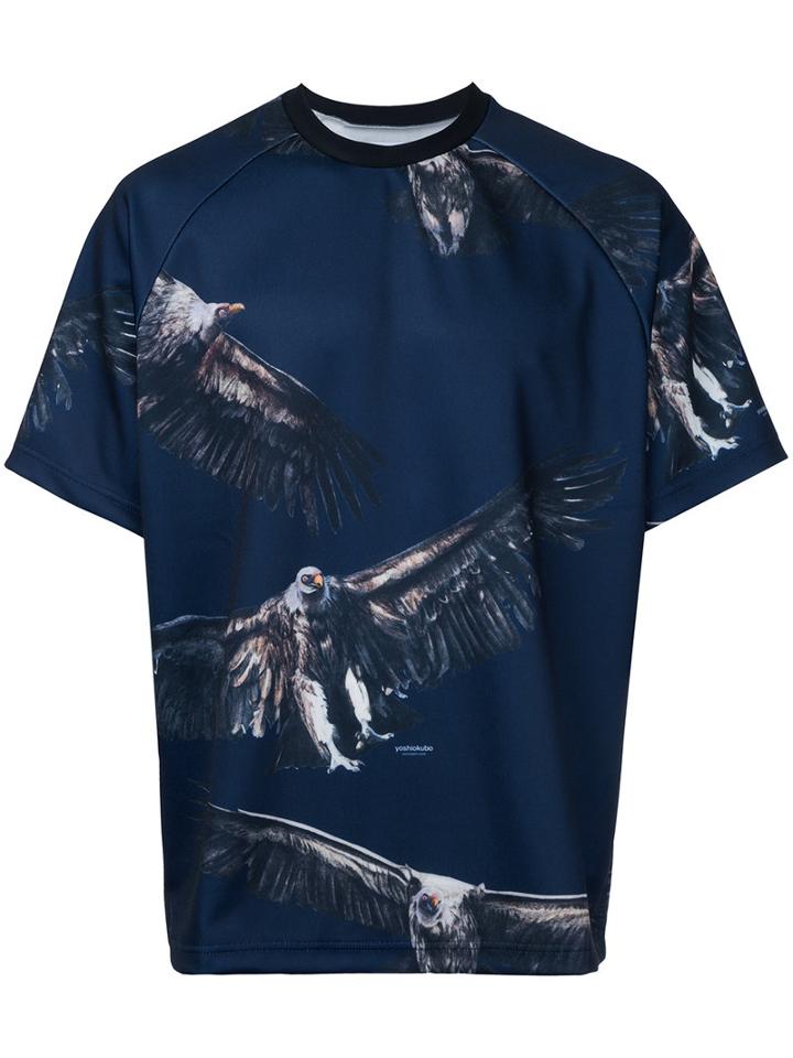 Yoshio Kubo - Eagle Print T-shirt - Men - Polyester - 1, Blue, Polyester