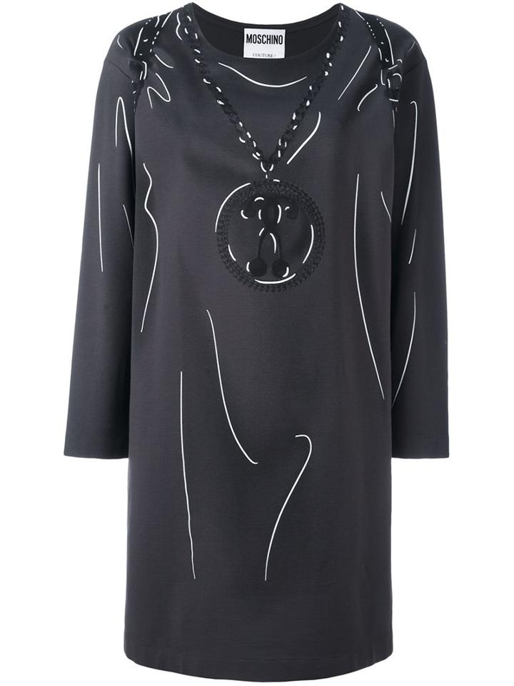 Moschino Trompe-l'oeil Sweatshirt Dress, Women's, Size: 40, Grey, Rayon/polyamide/spandex/elastane