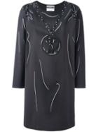 Moschino Trompe-l'oeil Sweatshirt Dress, Women's, Size: 40, Grey, Rayon/polyamide/spandex/elastane