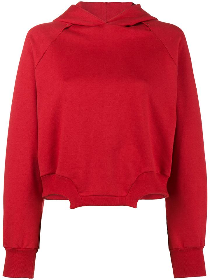 Esteban Cortazar Cropped Asymmetric Hoodie - Red