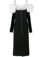 Alessandra Rich Ruffle Embellished Buttoned Dress - Black