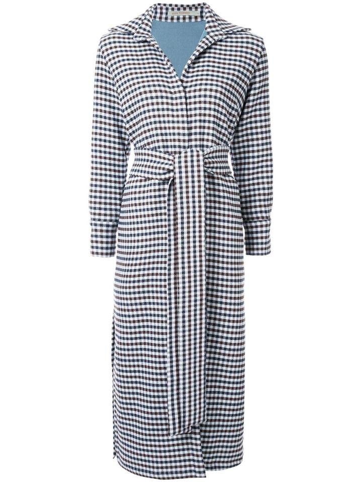 Silvia Tcherassi Cardota Check Trench Coat - Blue