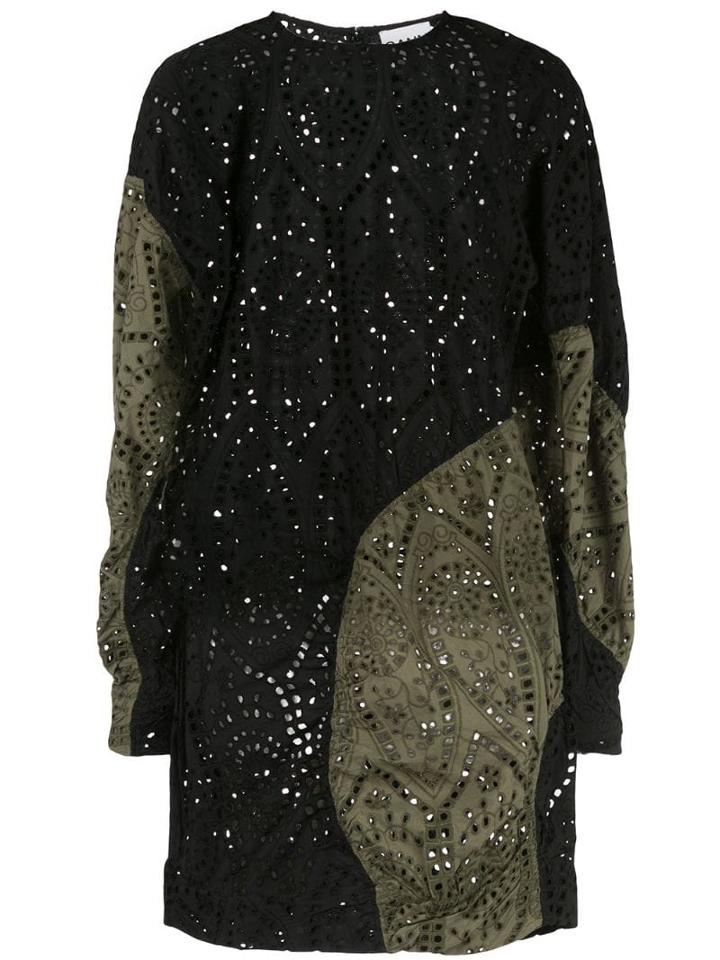 Ganni Two-tone Lace Dress - Black