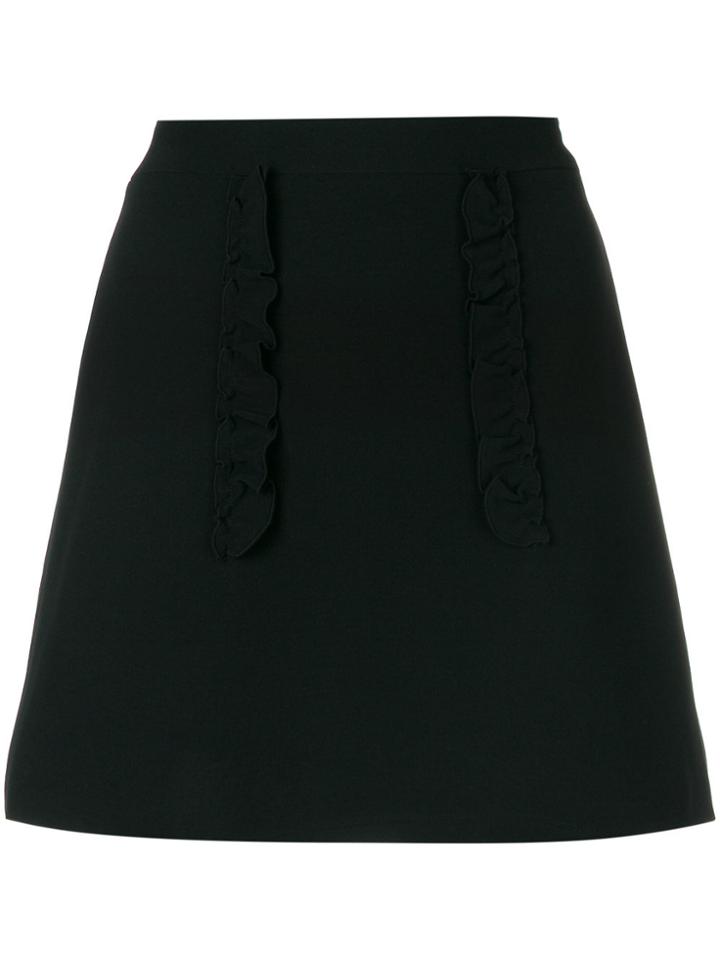 Alexis Ruffle Trim Mini Skirt - Black