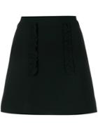 Alexis Ruffle Trim Mini Skirt - Black