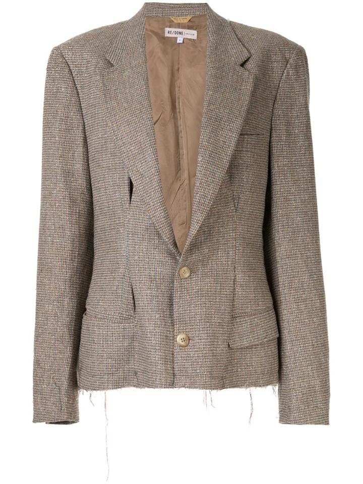 Re/done Deep V-neck Blazer - Brown