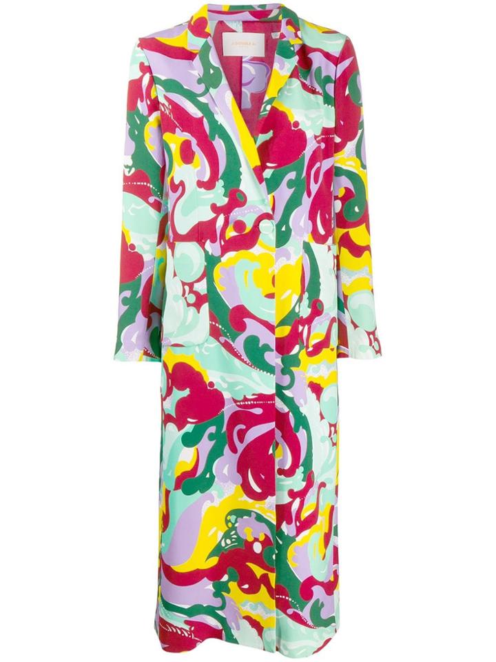 La Doublej Printed Duster Coat - Red
