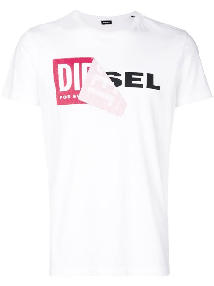 Diesel Layered Logo Print T-shirt - White