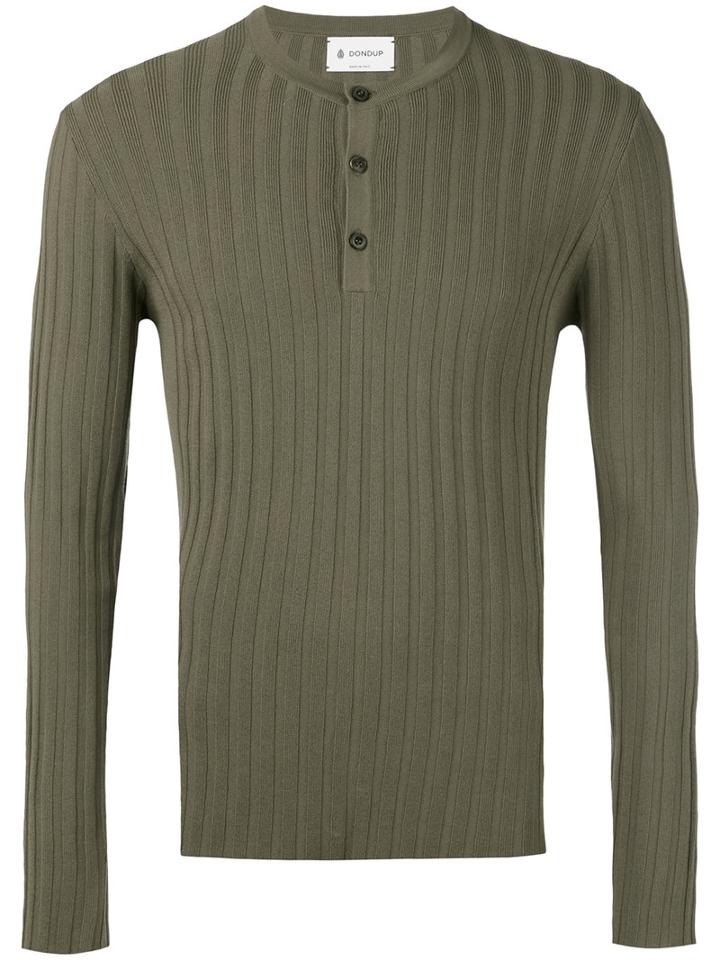 Dondup - Button Up Ribbed Sweatshirt - Men - Cotton - S, Green, Cotton