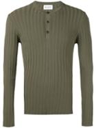 Dondup - Button Up Ribbed Sweatshirt - Men - Cotton - S, Green, Cotton