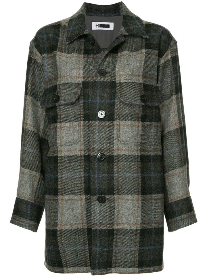 H Beauty & Youth Oversized Plaid Shirt Jacket - Grey