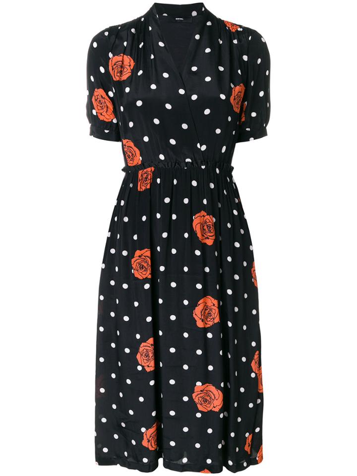 Diesel Rose Polka Dot Wrap Dress - Multicolour