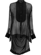 Masnada Long Button Bib Shirt - Black
