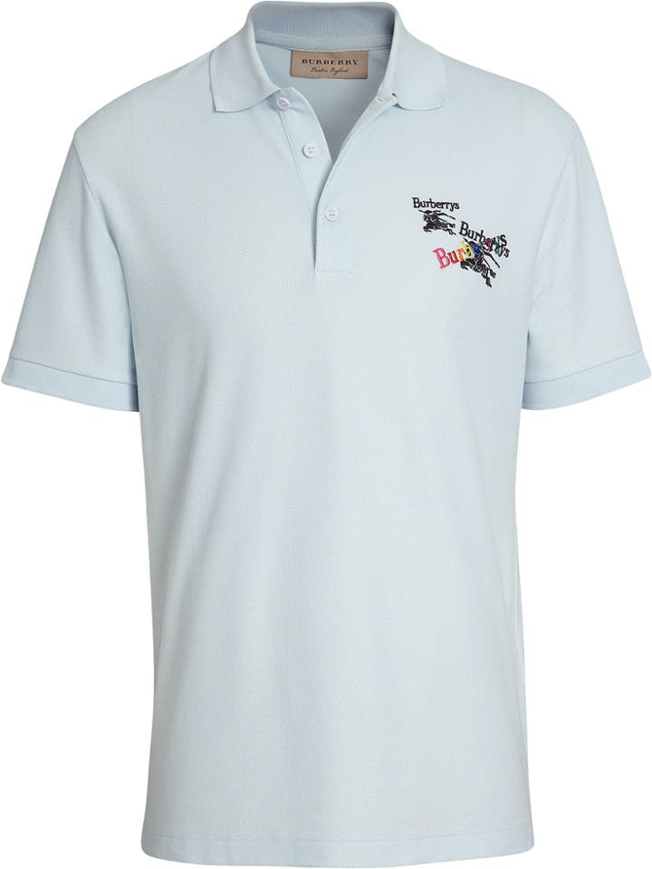 Burberry Triple Archive Logo Cotton Piqué Polo Shirt - Blue