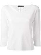 D.exterior V Neck Sweatshirt, Women's, Size: Medium, White, Polyester/viscose