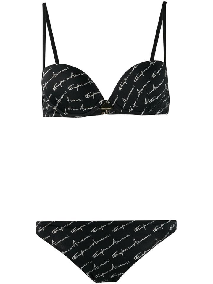 Emporio Armani Logo Bikini Set - Black