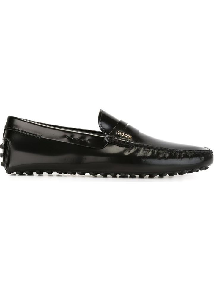 Tod S Classic Penny Loafers, Men's, Size: 10, Black, Patent Leather/leather/rubber