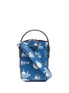 Prada Blue Fish Print Leather Cross Body Bag