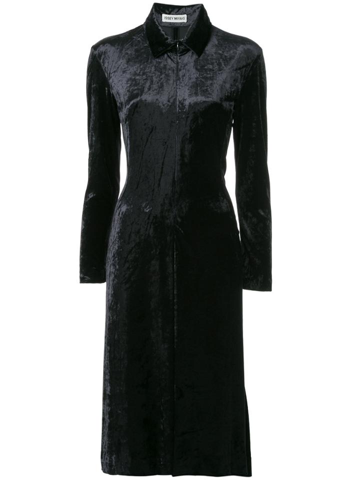 Issey Miyake Vintage Velvety Zipped Dress - Black