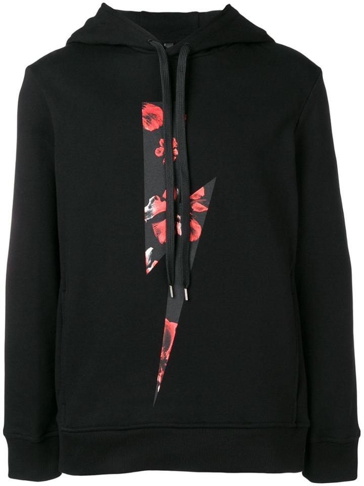 Neil Barrett Lighting Bolt Detail Hoodie - Black