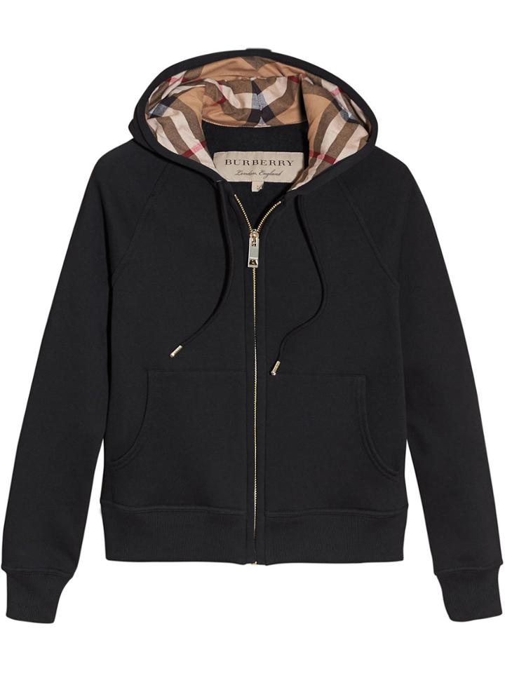 Burberry 'house Check' Zipped Sweatshirt - Black