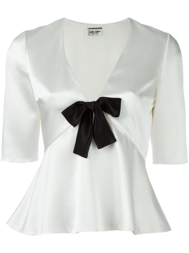 Saint Laurent Bow Front Blouse - White