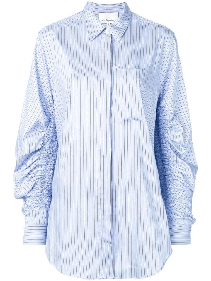 3.1 Phillip Lim Striped Shirt With Gathered Sleeves - Blue