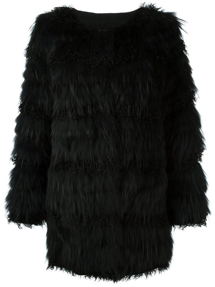 Meteo By Yves Salomon Marmot And Lamb Fur Feathered Coat