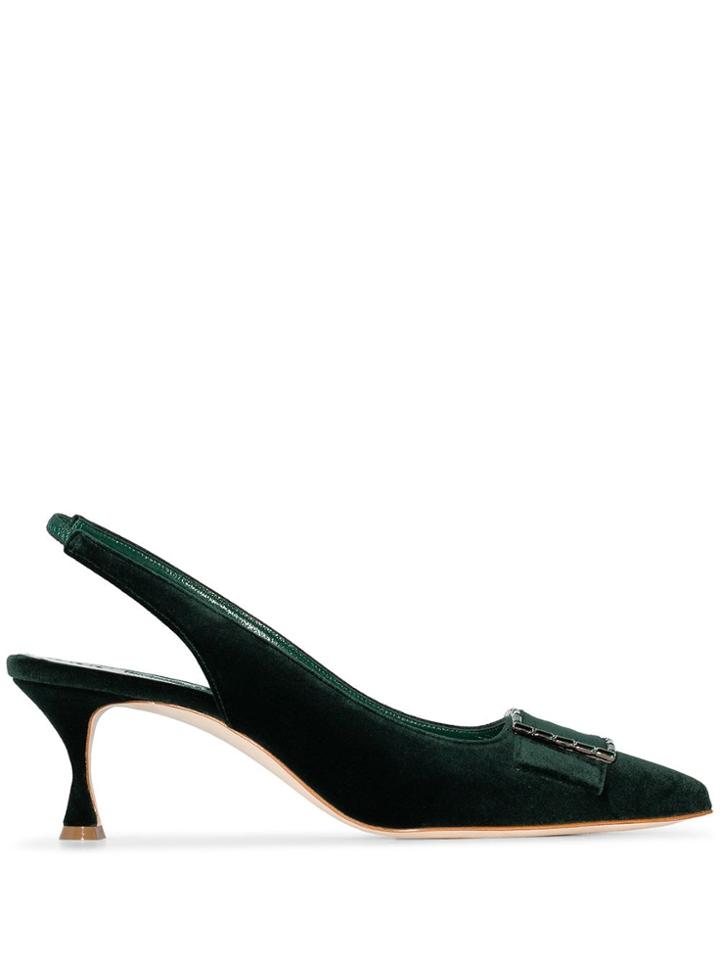 Manolo Blahnik Dolores 50 Crystal-embellished Velvet Pumps - Green
