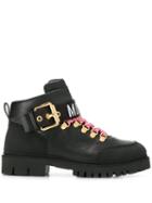 Moschino Logo Tape Ankle Boots - Black