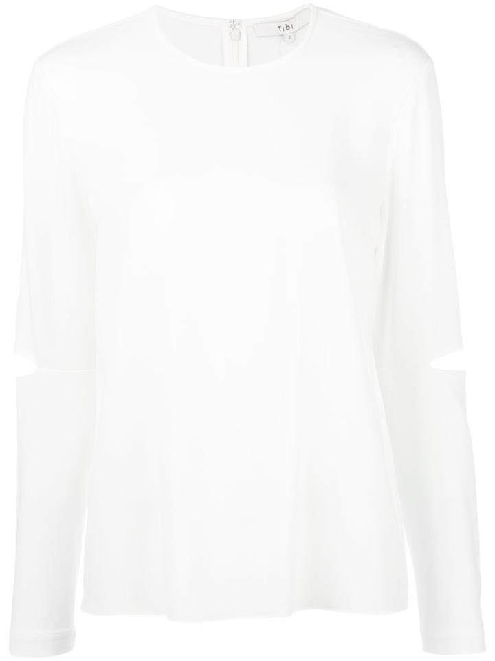 Tibi Slit Elbow Sweatshirt, Women's, Size: 2, White, Polyester/triacetate