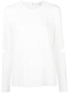 Tibi Slit Elbow Sweatshirt, Women's, Size: 2, White, Polyester/triacetate