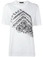 Versace Floral Logo T-shirt, Men's, Size: Xl, White, Cotton