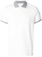 Moncler Contrast Collar Shirt Sleeve Polo Shirt - White